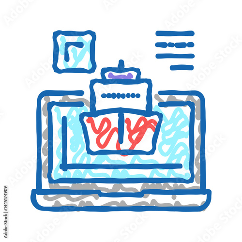 ship modeling computer program icon doodle illustration