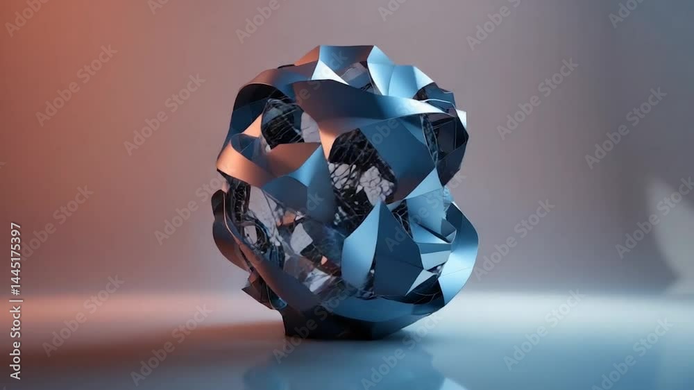 AI-Inspired Geometric Sculpture Loop – Futuristic Shapes Morphing Seamlessly in Digital Art