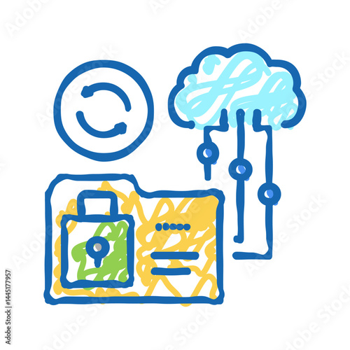 cloud storage icon doodle illustration sign