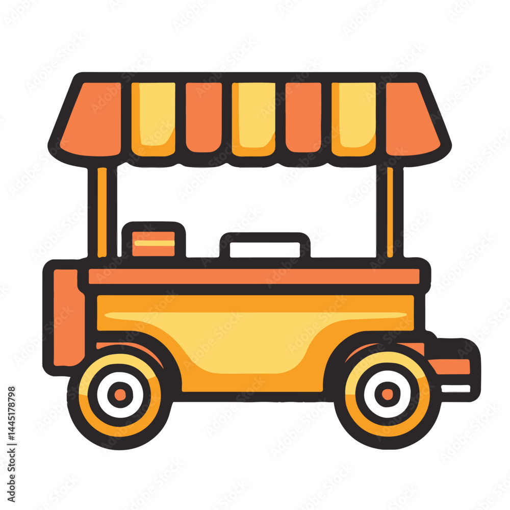Naklejka premium simple flat vector icon of an food cart