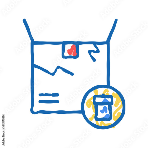 damaged box icon doodle illustration sign