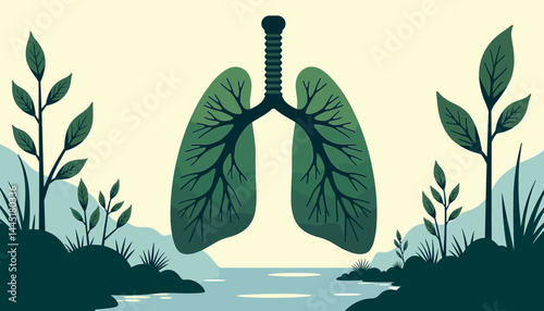 Lungs with leafy pattern symbolizing protection of health in the environment, World No Tobacco Day