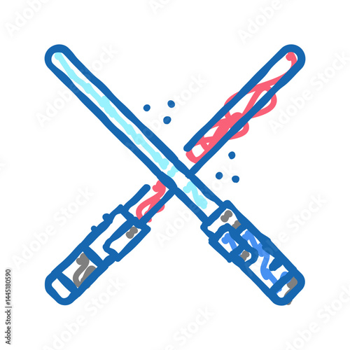 crossed light swords fight icon doodle illustration