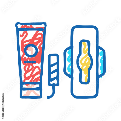 woman sanitary accessories icon doodle illustration