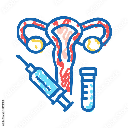 injection gynecology treatment icon doodle illustration