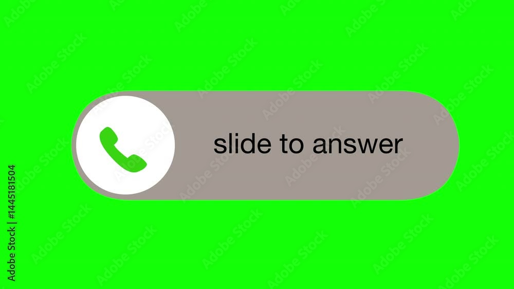 'Slide to answer' phone icon alert notification on green screen animated