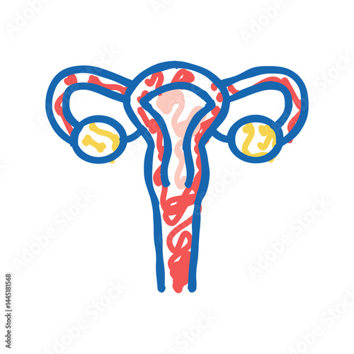 uterus woman organ icon doodle illustration