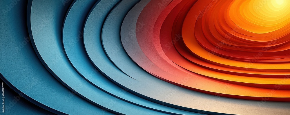 Abstract colorful waves in vibrant blue, orange, and beige tones