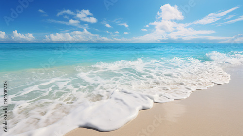 Clear blue water gently lapping on a white sandy beach, perfect for beach vacation and relaxation.

