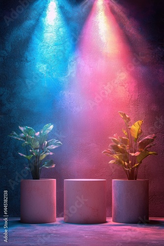 Obraz na płótnie Stylish pastel interior design with sunlight and colorful decor elements w salonie
