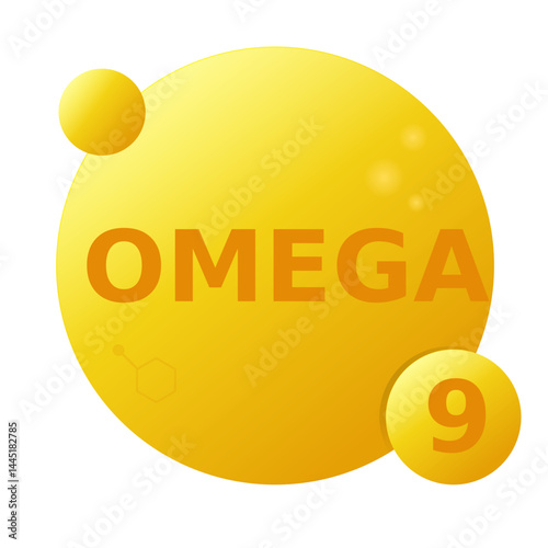 Omega 9. Vector illustration. Omega-9 Fatty Acids gold	