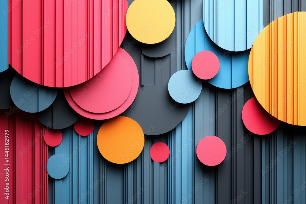 Colorful overlapping circular shapes creating a vibrant textured abstract design