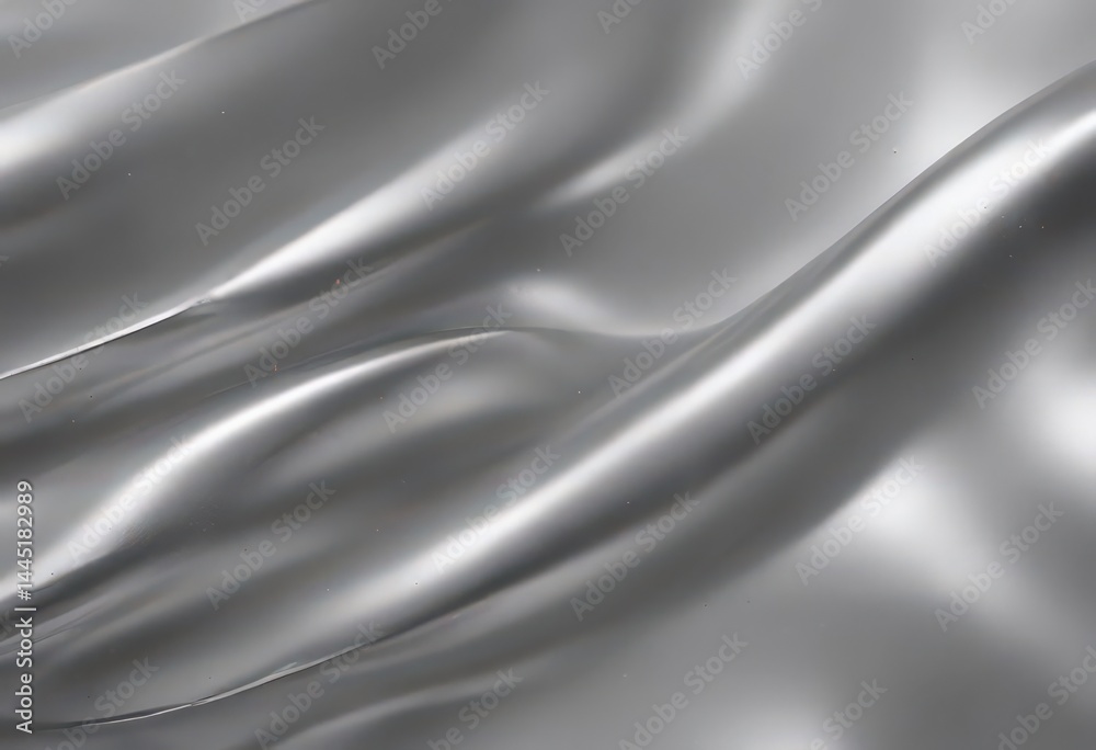 Obraz premium Fluid silver foil, sleek curves and highlights , gleam, metallic, art