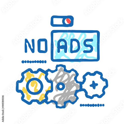no ads setting icon doodle illustration