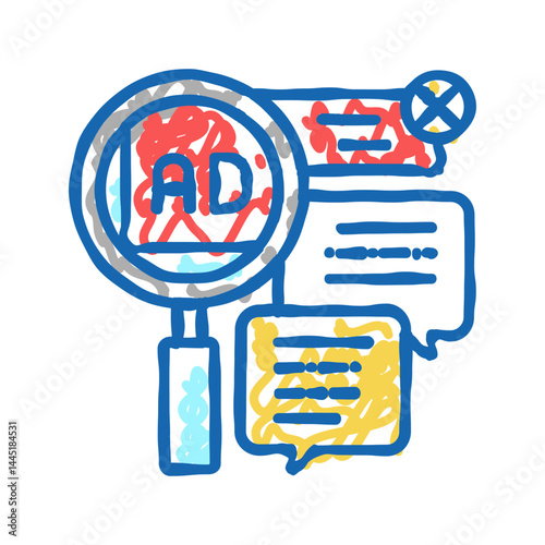 advertisement in comments icon doodle illustration