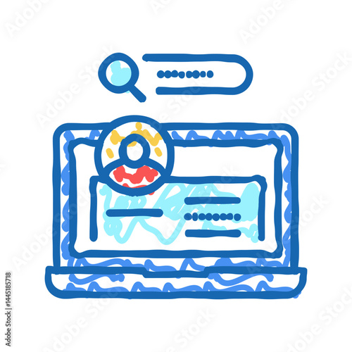 user entry laptop password icon doodle illustration