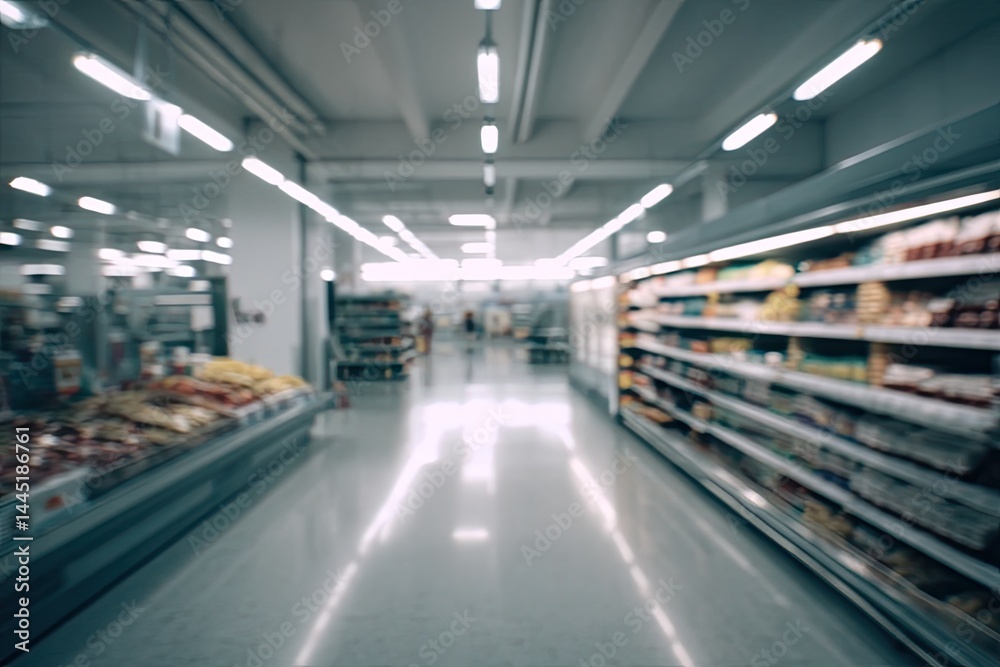 Fototapeta premium Supermarket interior blurred view