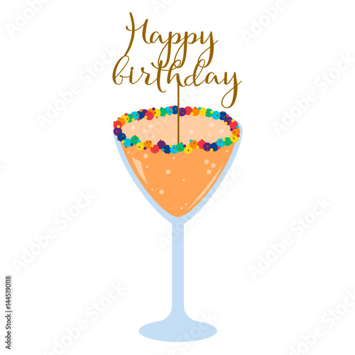 Happy Birthday Card. Vector illustration. Congratulation or celebration holiday event. Congratulation design, celebration birthday, anniversary