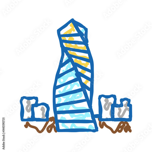 skyscraper modern building icon doodle illustration