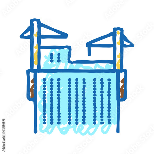 cranes building skyscraper icon doodle illustration