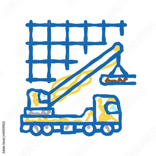 crane lifting building materials icon doodle illustration