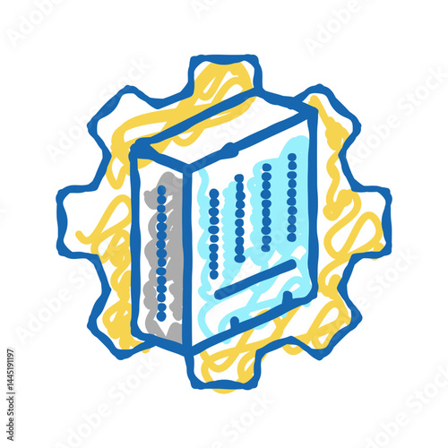 building process icon doodle illustration
