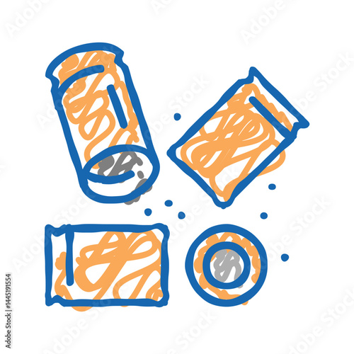 bullet cartridge and powder icon doodle illustration