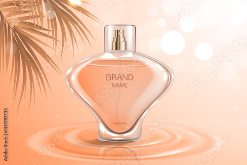 Realistic Orange Perfume Bottle Illustration