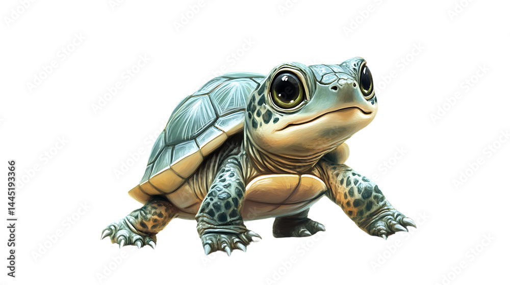 Obraz premium Cute turtle with bright eyes and patterned shell.