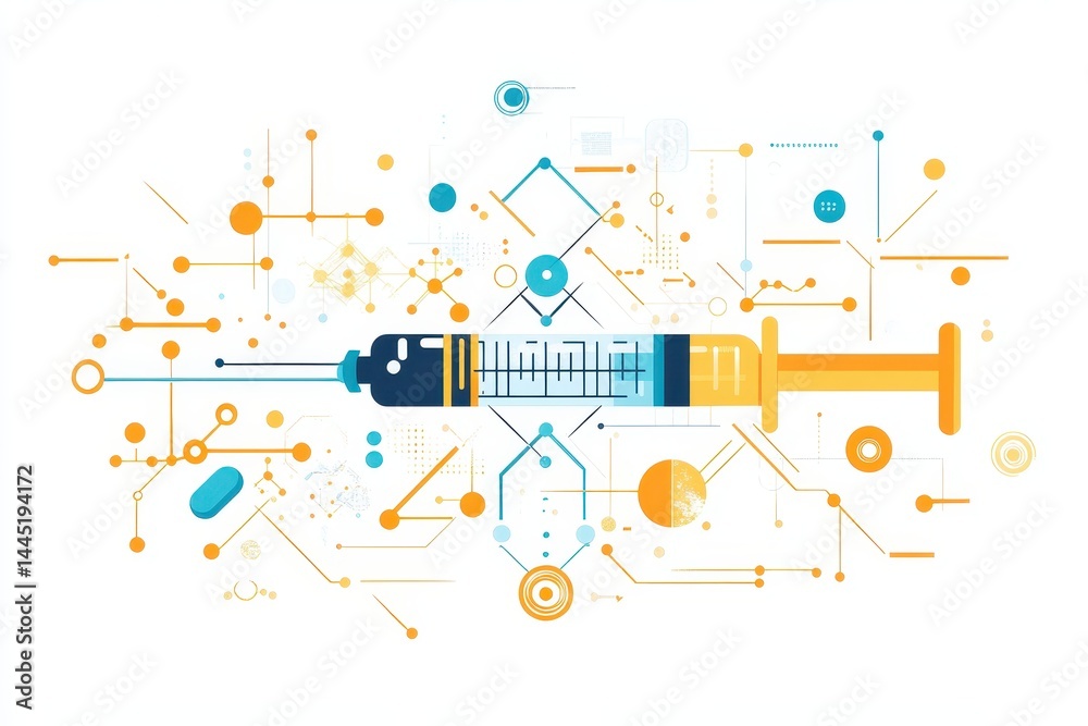 Abstract Medical Syringe with Digital Technology Elements Abstract Medical Syringe with Digital Technology Elements