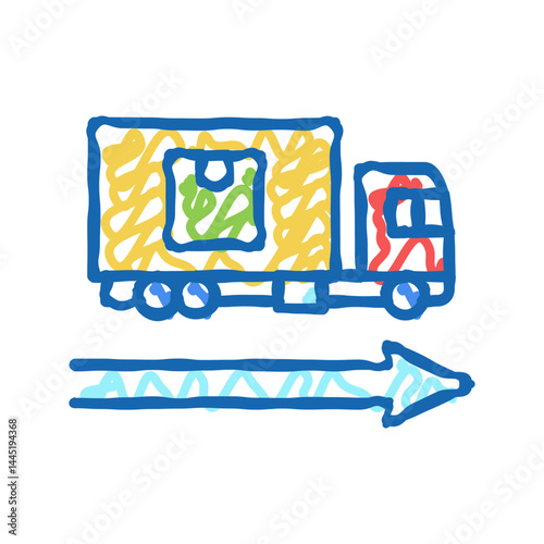 delivering truck icon doodle illustration