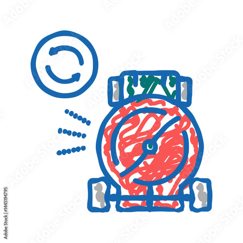 rotating blade of lawn mower icon doodle illustration