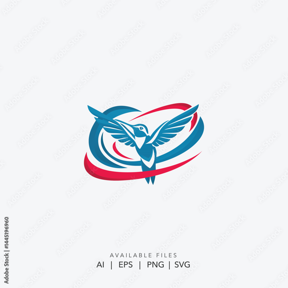 Stylized Flying Bird Logo with Dynamic Swirl Design Stylized Flying Bird Logo with Dynamic Swirl Design
