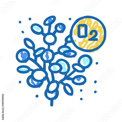 plant releasing oxygen icon doodle illustration