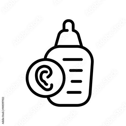 Medical ear drops outline icon, treatment otitis, simple symbol on white background.