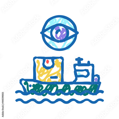 ship shipment management and control icon doodle illustration