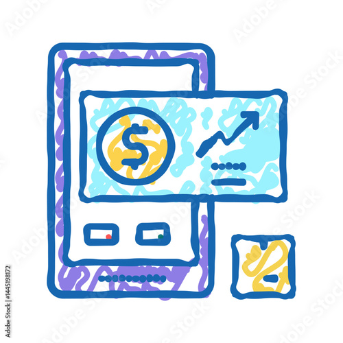 demand forecasting and sales planning icon doodle illustration