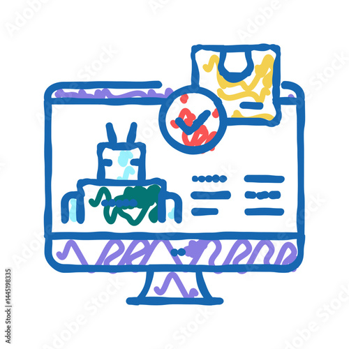 automatical order acceptance icon doodle illustration
