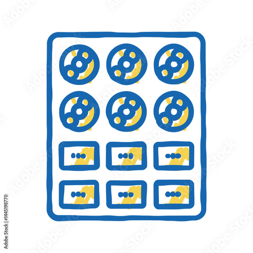 baked cookies on tray icon doodle illustration