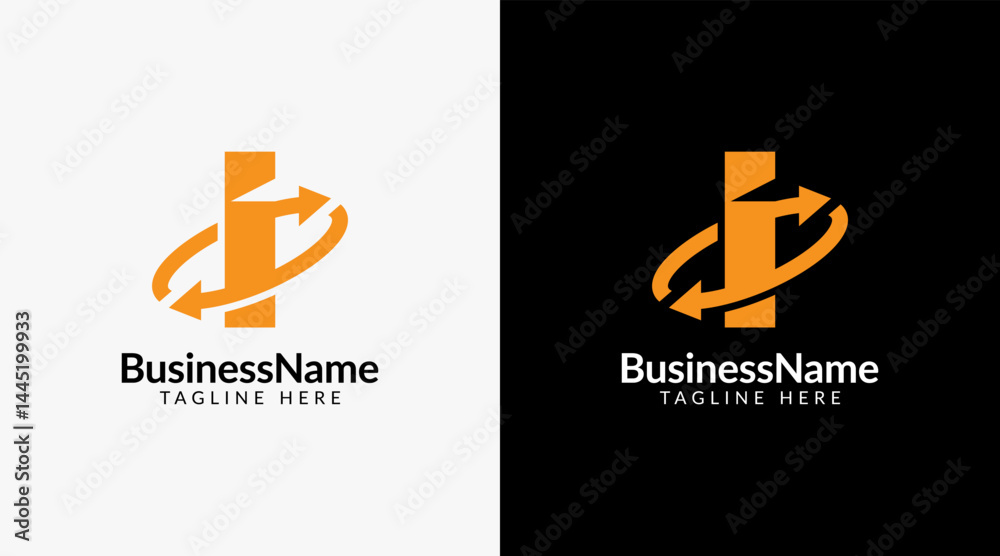 Obraz premium Modern logo mark with letter I and arrow icon bar candlestick for trading, investment, finance, statistic, accounting or marketing business
