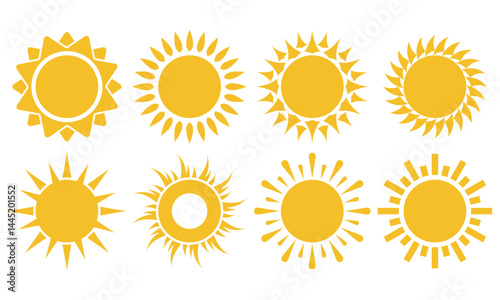Sun simple icons collection. Vector template illustration