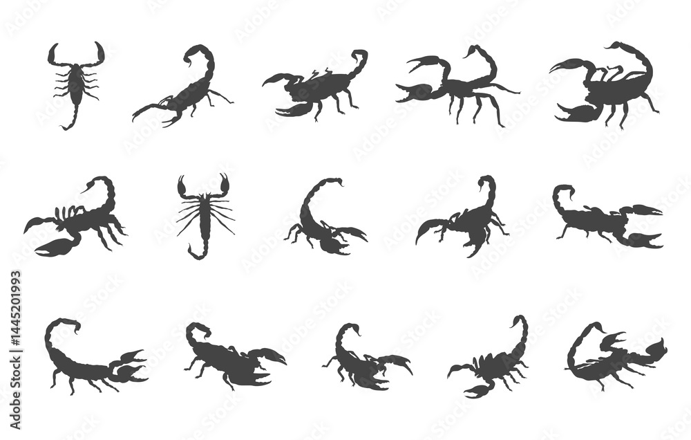 Naklejka premium Scorpion silhouette, Scorpion svg, Scorpion vector, Scorpion logo, Scorpion clipart.