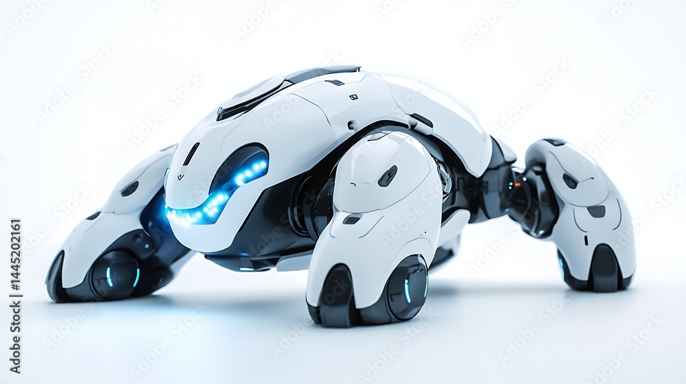 Futuristic white crawling robot Futuristic white crawling robot