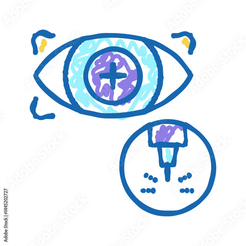 eye vision laser treatment icon doodle illustration