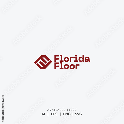 Florida Floor Abstract Logo - Modern Geometric Symbol for Flooring Company Branding