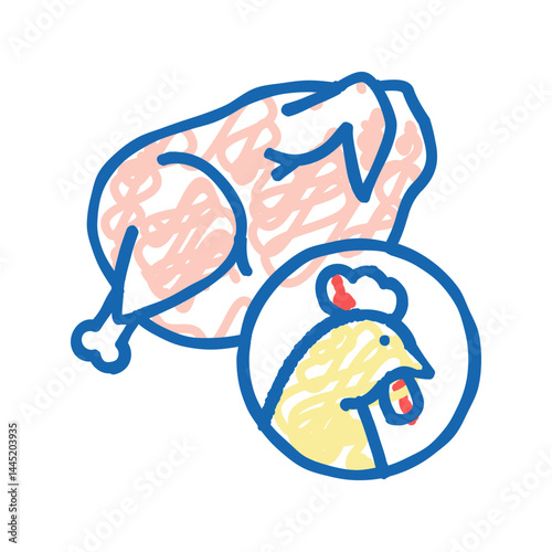 chicken meat carcass icon doodle illustration
