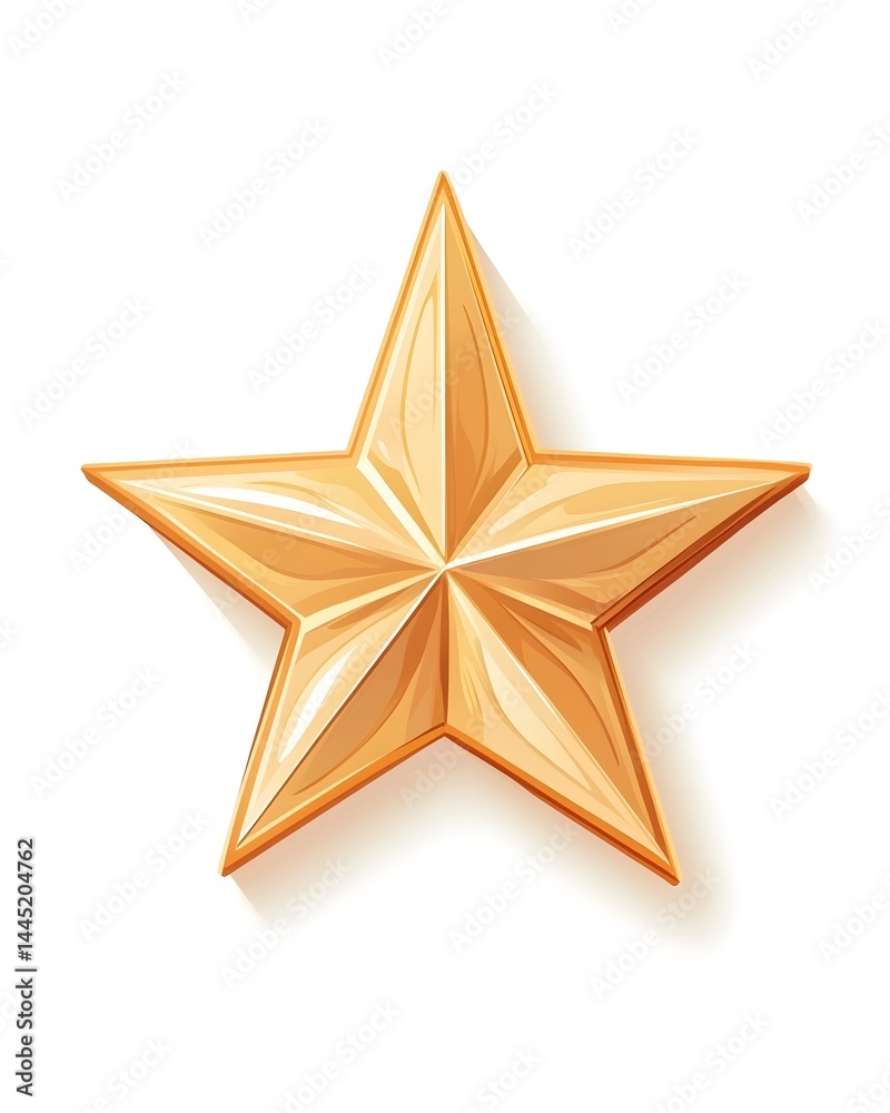 Obraz premium A five-pointed, golden star with a subtle, three-dimensional effect and soft shadow