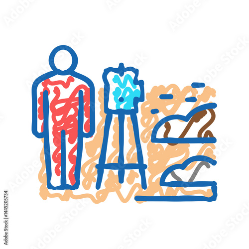 worker with lever researching place for building road icon doodle illustration