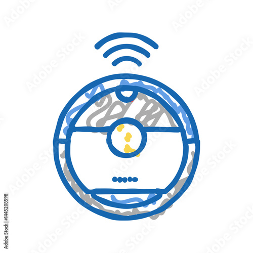 robotic vaccum cleaner icon doodle illustration