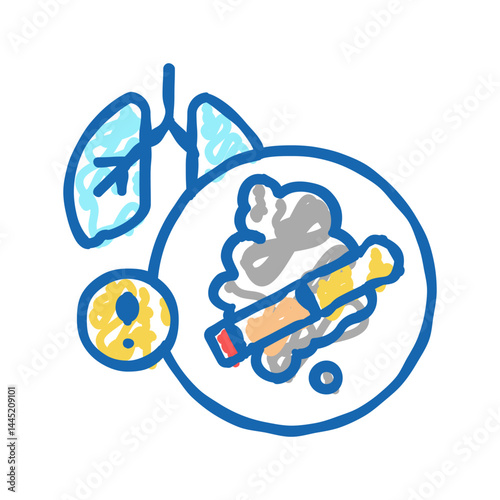 cigarette smoke lungs cancer icon doodle illustration